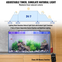 VEVOR Aquarium Light with LCD Monitor 14W Full Spectrum Fish Tank Light with 24/7 Natural Mode Adjustable Brightness 12