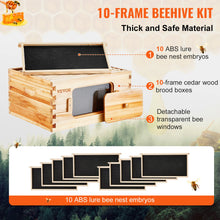 SucceBuy Bee Hive Deep Box Starter Kit 100% Beeswax Coated Natural Cedar Wood Langstroth Beehive Kit Transparent Acrylic