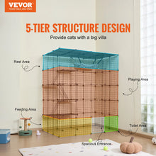 VEVOR Large Cat Cage Detachable Metal Wire Cat Enclosure with Front Doors Hammock Ramp ladders Crate Exercise Place for Cat
