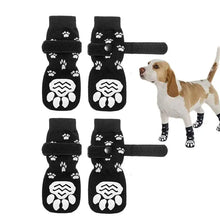4PCS Double Side Anti-Slip Dog Socks with Adjustable Straps for Pet Paw Protector for Puppy Small Medium Large Dogs Indoor Wear