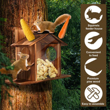 Garden Tree Squirrel Feeder Wood House Picnic Table Food Feeding Station Box