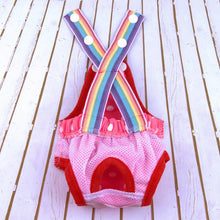 Pet Dog Diaper Sanitary Pantie Reusable Puppy Sanitary Pans Polka-Dot Rainbow Dog Underwear Diaper for Female Dogs Heat Period