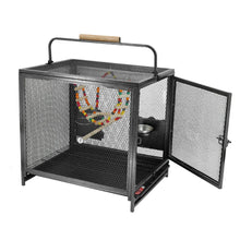 Heavy Duty Wrought Iron Bird Cage Travel Carrier Cage with Handle Wooden Perch for Parrots Canaries Budgies Lovebirds Cockatiels