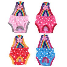 Pet Dog Diaper Sanitary Pantie Reusable Puppy Sanitary Pans Polka-Dot Rainbow Dog Underwear Diaper for Female Dogs Heat Period