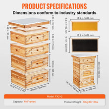 SucceBuy Bee Hive Deep Box Starter Kit 100% Beeswax Coated Natural Cedar Wood Langstroth Beehive Kit Transparent Acrylic