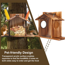 Garden Tree Squirrel Feeder Wood House Picnic Table Food Feeding Station Box