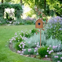 Birdhouse Garden Stakes Outdoor Decor Metal Bird House Art Crafts Bird Feeders Miniatures for Outdoor Garden Decorations