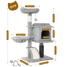 HOOPET 36.6 Inch Tree Cat Climbing Frame Multi-Level Cat Litter Stable Non-Shaking Cat Tower with Sisal Scratching Post Hammock