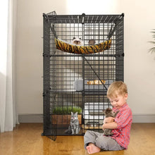 4-Tier Indoor Cat Enclosure with Hammock - Large Metal Wire Playpen Kennel for 1-3 Cats