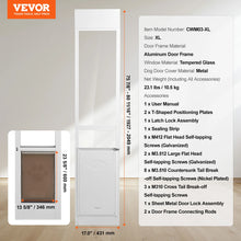 VEVOR Dog Door Sliding Glass Door Adjustable Height Doggy Door Sliding Doors Aluminum Frame Tempered Glass Pet Door