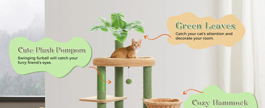 H135CM Cat Tree for Indoor with Sisal Scratching Posts Multi-Level Cat Tower with Spacious Condo Hammock Scraper for Kitten Toys