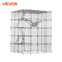 VEVOR Large Cat Cage Detachable Metal Wire Cat Enclosure with Front Doors Hammock Ramp ladders Crate Exercise Place for Cat