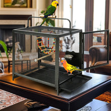 Portable  Bird Cage Playpen Travel Carrier Cage with Hammock Toy Removable Tray