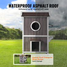 VEVOR Outdoor Cat House Weatherproof Feral Cat Shelter for Multiple Cat Large Outdoor Wooden Cat House with Doors&A Clear Window