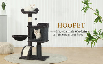 HOOPET 36.6 Inch Tree Cat Climbing Frame Multi-Level Cat Litter Stable Non-Shaking Cat Tower with Sisal Scratching Post Hammock