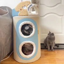Multi-layer bear mailbox, cat scratching board,Removable three-layer cat nest Multi-layer cat tree hole Winter warm pet nest
