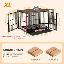 Furniture Style Dog Crate Metal and Wood Pet Kennel End Table with Three Doors and Removable Tray