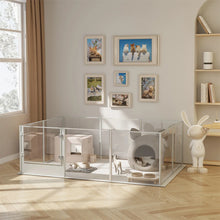 Ex-large Whelping Playpen Clear Acrylic Dog Playpen Exercise Fence with Waterproof Fertility Pad for Pets