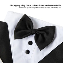 Dogs Tuxedo Wedding Party Suit Dog Formal Tuxedo with Bow Tie and Traction Rope Dog Outfit Wedding Attire Dog Tuxedo for Puppy