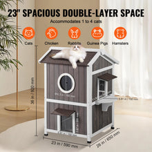 VEVOR Outdoor Cat House Weatherproof Feral Cat Shelter for Multiple Cat Large Outdoor Wooden Cat House with Doors&A Clear Window