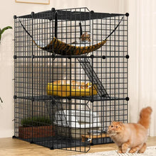 4-Tier Indoor Cat Enclosure with Hammock - Large Metal Wire Playpen Kennel for 1-3 Cats