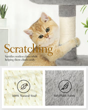 HOOPET 36.6 Inch Tree Cat Climbing Frame Multi-Level Cat Litter Stable Non-Shaking Cat Tower with Sisal Scratching Post Hammock