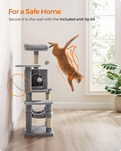 Feandrea Cat Tree, 44.1-Inch Cat Tower for Indoor Cats, Multi-Level Cat Condo with 4 Scratching Posts, 2 Perches, Hammock,Cave