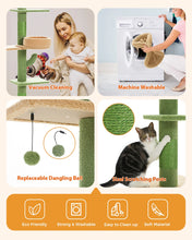 Adjustable Height Cactus Cat Tree for Indoor Cats Floor to Ceiling Cat Tower with Scratching Post Cozy Hammock Dangling Balls