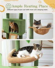 H135CM Cat Tree for Indoor with Sisal Scratching Posts Multi-Level Cat Tower with Spacious Condo Hammock Scraper for Kitten Toys