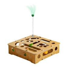 Cat Puzzle Toy Cat Toys Puzzle Wood Box with Feather and Balls Indoor Sports Entertainment Hunting Cat Toys for Indoor Cats