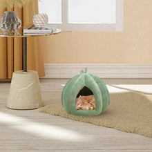 Enclosed Cat Nest Winter Warm Cat Bed Pumpkin Shape Pet Sleeping House for Cats Comfortable Washable Cat Sleeping Bed Pet Supply