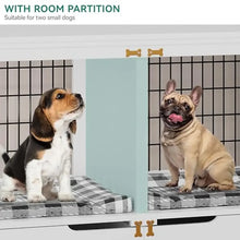 Double Dog Kennel Furniture Table with Storage 2 Small/Medium Dogs Wooden Dog House TV Stand White XL Storage Space Room Divider