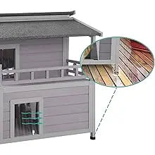 Insulated Outdoor Cat House, Weatherproof Cats Shelter for Winter with Foam Heated Liner, Outside 2 Story Pet House, Kitten Cage