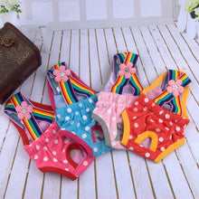Pet Dog Diaper Sanitary Pantie Reusable Puppy Sanitary Pans Polka-Dot Rainbow Dog Underwear Diaper for Female Dogs Heat Period