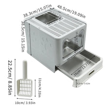 Enclosed Stainless Steel Cat Litter Box with Lid Scoop Large Litter Box Covered Top Entry Litter Pan High Sided Easy Cleaning