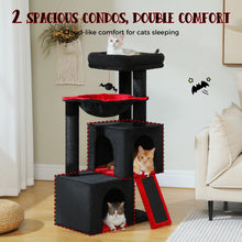 Multi-Level Cat Tree with 2 Cozy Condos, Hammock, Cat Scratching Pad, Large Cat Tower, Cat Scratching Post for Indoor, Cat House