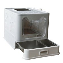 Enclosed Stainless Steel Cat Litter Box with Lid Scoop Large Litter Box Covered Top Entry Litter Pan High Sided Easy Cleaning