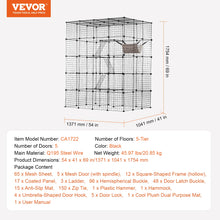 VEVOR Large Cat Cage Detachable Metal Wire Cat Enclosure with Front Doors Hammock Ramp ladders Crate Exercise Place for Cat