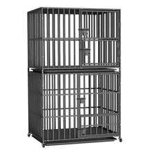 Oversized Stackable Dog Crate Heavy Duty Double Layer Dog Kennel Cage for Medium Large Dogs with Removable Tray Lockable Wheels