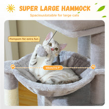 Multi-Level Cat Tree with 2 Cozy Condos, Hammock, Cat Scratching Pad, Large Cat Tower, Cat Scratching Post for Indoor, Cat House