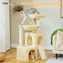 Multi-Level Cat Tree with 2 Cozy Condos, Hammock, Cat Scratching Pad, Large Cat Tower, Cat Scratching Post for Indoor, Cat House