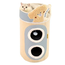 Multi-layer bear mailbox, cat scratching board,Removable three-layer cat nest Multi-layer cat tree hole Winter warm pet nest