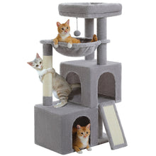 Multi-Level Cat Tree with 2 Cozy Condos, Hammock, Cat Scratching Pad, Large Cat Tower, Cat Scratching Post for Indoor, Cat House