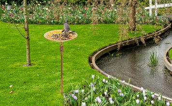 Glass Bird Bath Garden Outdoor Birdbath Birdfeeder with Metal Stake Bird Feeder Bird Bath Bowl for Garden Yard Lawn Decor