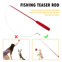 Cat Teaser Wands Three-section Telescopic Fishing Pole Wand Kitten Funny Catcher Teaser Stick Rod Interactive Stick Teaser Toys