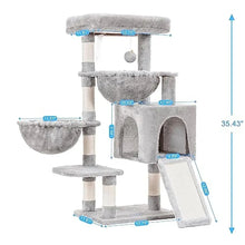 Cat Tree Tower Condo Hammocks Cat Scratching Posts Large Bed House Cozy Cave Light Basket Sisal Ball Toy Sturdy Stable Climbing