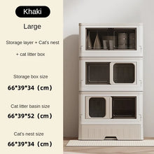 Large multi-story cat carrier Multifunctional cat villa Household foldable closed cat litter box Pet supplies storage cabinet
