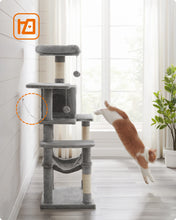 Feandrea Cat Tree, 56.3-Inch Cat Tower for Indoor Cats, Multi-Level Cat Condo with 4 Scratching Posts, 2 Perches, Hammock, Cave