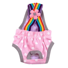 Pet Dog Diaper Sanitary Pantie Reusable Puppy Sanitary Pans Polka-Dot Rainbow Dog Underwear Diaper for Female Dogs Heat Period