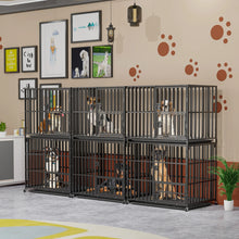Oversized Stackable Dog Crate Heavy Duty Double Layer Dog Kennel Cage for Medium Large Dogs with Removable Tray Lockable Wheels